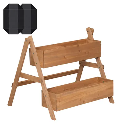 Produktbild von Hochbeet - Holz-Blumentreppe - 2 Pflanzkästen - Für Blumen und Kräuter - Balkon und Garten - 80 x 62 x 68 cm