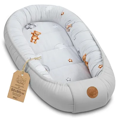 Produktbild von Babynest babynestchen neugeborene mit tragegriff 90 x 50 cm baby nestchen tragbar nest für bett kinder kuschelnest coccon für Jungen und Mädchen