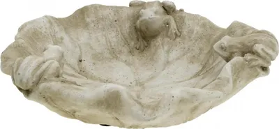 Produktbild von Vogeltränke Lotusblatt aus Beton mit Fröschen, Gartendeko & Wasserstelle