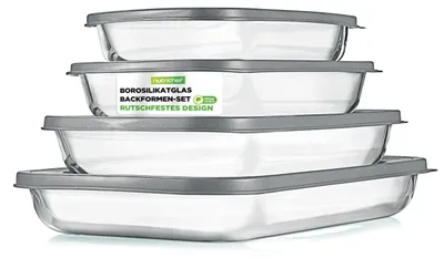 Productafbeelding van NutriChef ovenschotel met deksel, glas, 8-delig – Bewaardozen van borosilicaatglas