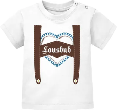 Produktbild von Kurzarm Baby T-Shirt Lausbub Babyshirt Bio Baumwolle lustiger Spruch Jungen Shirt Moonworks® weiß 80/86 (10-15 Monate)