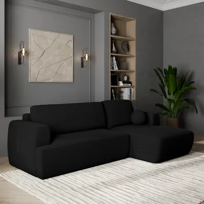 Immagine prodotto di Divano angolare Masseno SENTI N R-S con funzione letto a L, divano con box letto, divano da salotto, divano, divano, divano letto, set di divani - nero, ORA O MAI PIÙ 100