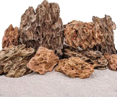 Produktbild von Aquarium Natursteine Drachenstein Deko Felsen braun 1 Stück Gr.S 100-300g Nr.61