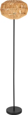 Imagen del producto de Lámpara de pie EGLO Sheldon, estilo bohemio, ideal para el salón. Lámpara de pie de metal en color con pantalla de papel de mimbre, casquillo E27, 153,5 cm