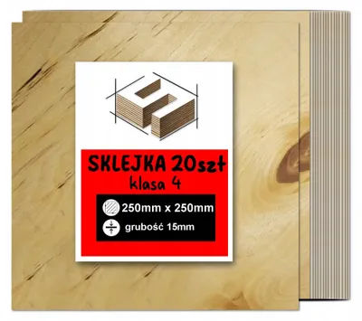Zdjęcie produktu dla Sklejka brzozowa, formatki kwadratowe do grawerowania laserowego – CNC, modelarstwo, pirografia, decoupage, malowanie, dekoracje i rękodzieło DIY – klasa 4 – 25 × 25 cm (250 × 250 mm) – 15 mm – 20 szt.