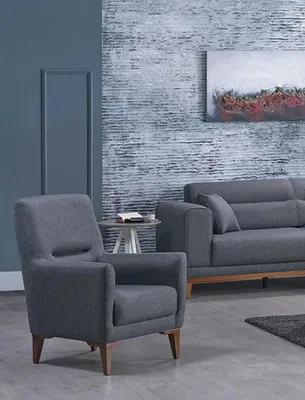 Obrázek produktu pro Křeslo do obývacího pokoje čalouněný nábytek šedý moderní design čalouněné křeslo nábytek