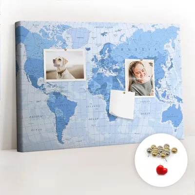 Imagen del producto de Tablero de corcho con chinchetas - Panel con chinchetas para fotografías y notas - 60x40 cm - 100 chinchetas metálicas