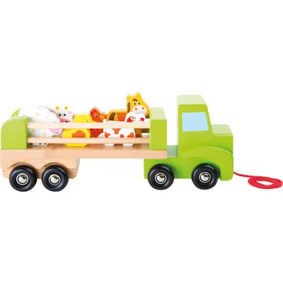Produktbild von Holzauto mit Viehanhänger