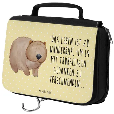 Produktbild von Mr. & Mrs. Panda Kulturtasche Wombat - Gelb Pastell - Geschenk, kosmetiktäschchen, Motivation, beautycase, Kulturbeutel, Australien, hygienebeutel, Spruch, Reisebeutel