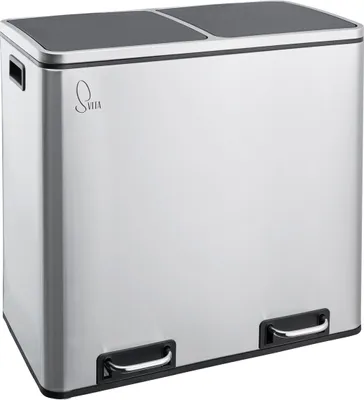 Produktbild von SVITA Edelstahl Mülleimer 48 Liter (2x24L), Treteimer, silber TM2X24