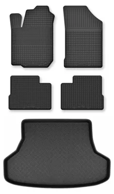Productafbeelding van Rubberen automatten + kofferbakmat voor Daewoo Nubira 1997-1999 (stationwagen) – 5-delig, zwart, op maat – Wielganizator Semi-Universal