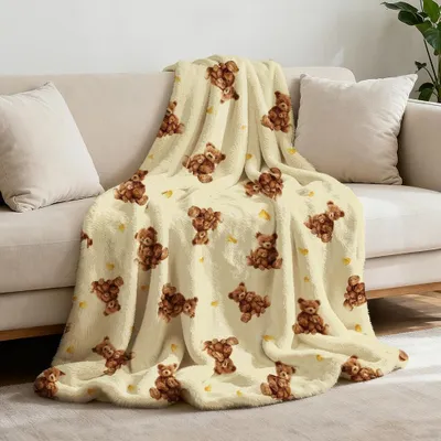 Immagine prodotto di Elzusha - Coperta in flanella a forma di orsetto - 150 x 130 cm