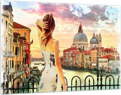 Produktbild von Bilder auf glas - Venedig Brücke Wasser - 120x80cm - Glasbilder - Wandbilder - Kunstdruck - zum Aufhängen bereit - Wanddekoration aus Glas - Glas Bilder - Wandbild auf Glas - GAA120x80-3495
