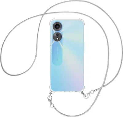 Produktbild von Handykette Backcover-Schutzhülle mit Band (Metall silberfarben) für Oppo A58 5G, Oppo A78 5G (6.56'') - silberfarbene Snake-Kette