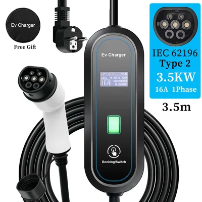 Produktbild von Tragbares EV-Ladegerät, 3,5 kW Ausgangsleistung, IP65 wasserdicht, 3,5 Meter 16A Typ2