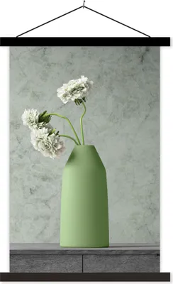 Produktbild von MuchoWow® Textilposter Blumen - Weiß - Stilleben 40x60 cm mit schwarzem Rahmen - Wanddekorationen