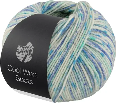 Produktbild von Lana Grossa COOL WOOL SPOTS 50 g pflegeleichte, extrafeine Wolle 160 m Farbe 5005 - Creme/Blau/Wasser-/Cyanblau