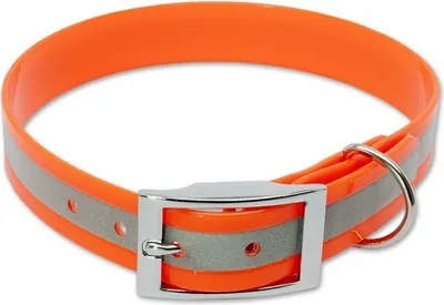 Produktbild von Mystique® Biothane Halsband deluxe 25mm reflex orange gold 35-43cm