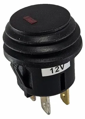 Obrázok produktu pre Vodotesný tlakový spínač vozidla 12V 20A, červená bodová LED dióda, zacvakávací 20 mm, ON/OFF