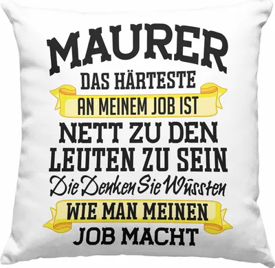 Produktbild von Trendation - Maurer Deko-Kissen mit Füllung 40x40 Geschenk Mit Spruch Geschenkidee Lustig Männer  Deko-Kissen mit Füllung 40x40 Job Machen (Rosa)