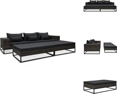 Produktbild von vidaXL 5-tlg. Garten-Sofagarnitur mit Auflagen Poly Rattan Grau -  Gartensofas