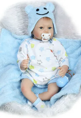 Produktbild von 55cm Reborn Baby Puppe Lebensecht Handgefertigt Weich Silikon Vinyl Lebensecht