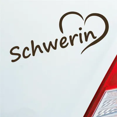 Produktbild von Auto Aufkleber Schwerin Herz Stadt City Liebe Love Heimat 19x8 cm Braun Sticker Heckscheibenaufkleber