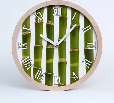 Produktbild von Holzuhr 25fi cm wanduhr - weiße Spitzen - Bambus