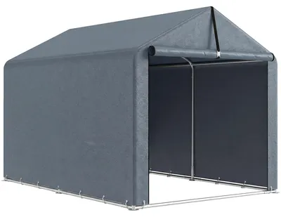 Produktbild von Garagenzelt 2,2 x 1,6 m Wasserdicht Gerätezelt mit Rolltür Satteldach Stahlrahmen, UV-beständig Dunkelgrau