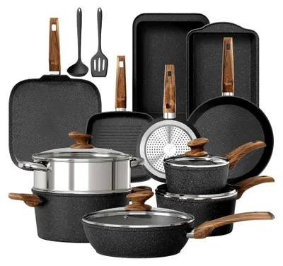 Produktbild von 17-teiliges Induktions-Kochgeschirr-Set mit Grillplatte