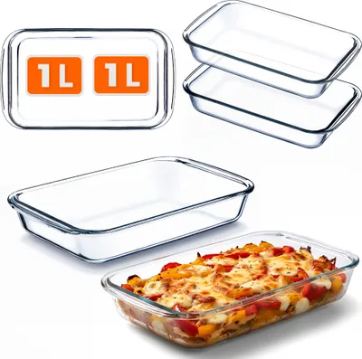 Image de KADAX : moules rectangulaires en verre résistants à la chaleur, 1 l, lot de 2, petits, pour la cuisson