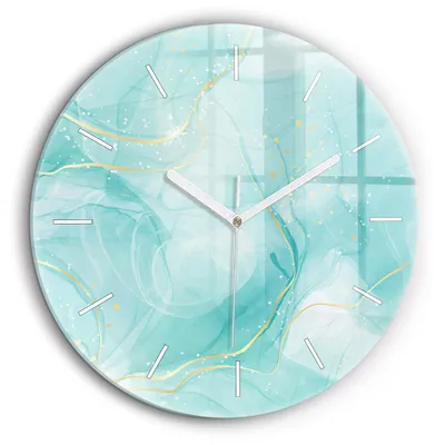 Produktbild von Wallfluent Große Wanduhr – Stilles Quarzuhrwerk - Uhr Dekoration Wohnzimmer Schlafzimmer Küche - Zifferblatt mit Striche - weiße Zeiger - 60 cm - Abstrakter Marmor