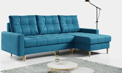 Produktbild von Ecksofa Wohnzimmer - L-form mit Schlaffunktion und Bettkasten - ASTRA - Hellblau