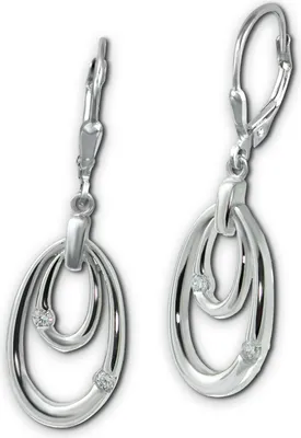 Produktbild von SilberDream weiß Ohrringe Ovale Zirkonia Damen 925 Silber Ohrhänger SDO4391W
