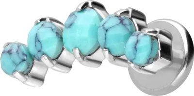 Produktbild von Ohrpiercing, Nasenpiercing Titan Labret mit Innengewinde 5 SYNTHETISCHE TÜRKISE Silber Stablänge: 10mm | Stabstärke: 1,6mm