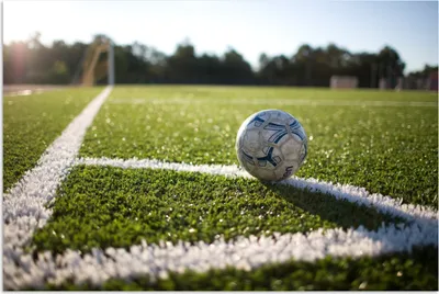 Produktbild von MuchoWow® Poster Der Ball ist auf der Eckstoßlinie 180x120 cm - Fotoplakat