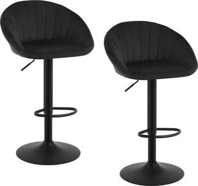 Produktbild von WOLTU Barhocker, höhenverstellbar drehbar, mit Rückenlehne, Samt Metall, Schwarz