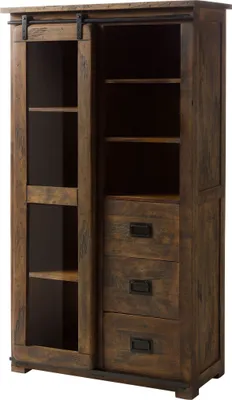 Produktbild von MASSIVMOEBEL24 Vitrine Mango 100x45x175 braun lackiert RAILWAY #426