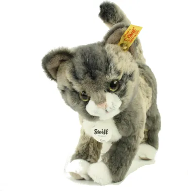 Produktbild von Steiff Kuscheltier Katze Kitty Plüsch grau beige - 25 cm - weiche Spielzeugkatze