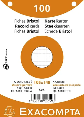 Image de EXACOMPTA Karteikarten, DIN A5, kariert, farbig sortiert