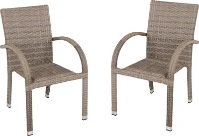 Produktbild von Garden Pleasure Stapelstuhl MODESTO 2er Set, sandfarbig - Zeitloses robustes, wetterfestes Design
