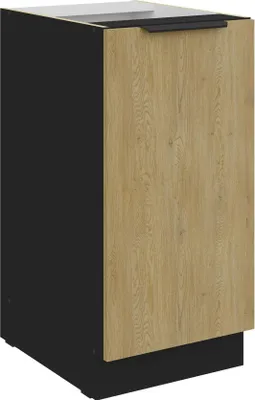 Produktbild von Küchen Unterschrank 40 cm CREMONA Eiche hell + Schwarz matt Küche Küchenzeile Küchenblock Einbauküche