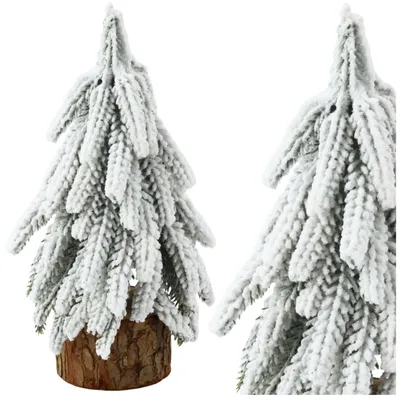 Produktbild von Dekorativer künstlicher Weihnachtsbaum auf einem mit Schnee bedeckten Stamm, 20 x 9 cm