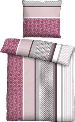 Produktbild von Traumhaft schlafen - Castell - Markenbettwäsche Thermo-Fleece Bettwäsche 0360978 STREIFENMIX color: altrosa, size: 1x 135x200 cm + 1x 80x80 cm