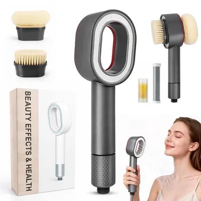 Image de Pommeau de douche 3-en-1 avec filtre à eau et brosses de nettoyage