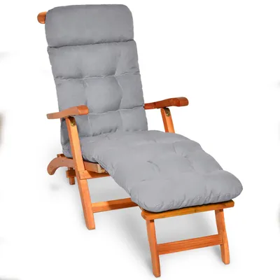 Image de Beautissu Matelas confortable pour chaise longue Deckchair, 200 x 50 x 8 cm, gris clair