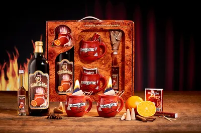 Produktbild von Feuerzangentasse Geschenkset | Wurzelholz | Rot/Après-Ski
