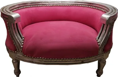 Produktbild von Barock Hunde & Katzen Sofa Rosa/Silber - Hundesessel Sitz Hundebett Katzenbett Hund Katze Möbel
