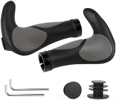 Produktbild von Fahrradgriffe, Fahrradlenker MTB Griffe Ergonomisch mit Zwei Seiten Lock-On Design Horn Lenkergriffe, 22 mm Fahrrad Griffe Rutschfestem für Trekkingrad E-Bike Cityrad Rennrad