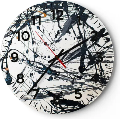 Produktbild von Wanduhr - Rund - Glasuhr - Abstraktion modern - 40x40cm - Schleichendes Uhrwerk - Lautlos - zum Aufhängen bereit - Dekoration Modern - Wanddekoration aus Glas - C4AR40x40-3442